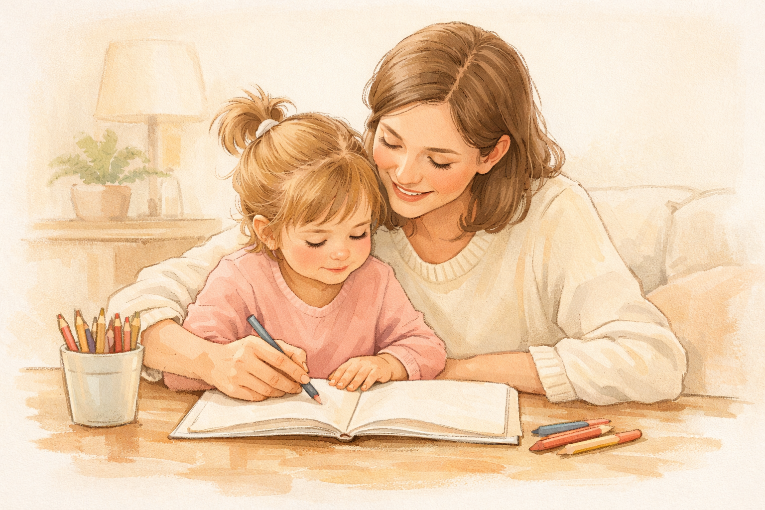 Personalized coloring book featuring family members as heroes